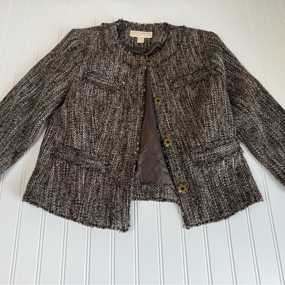 Michael Kors Women's Brown Tweed Blazer Jacket Suit Career 4. 768 - Picture 2 of 4
